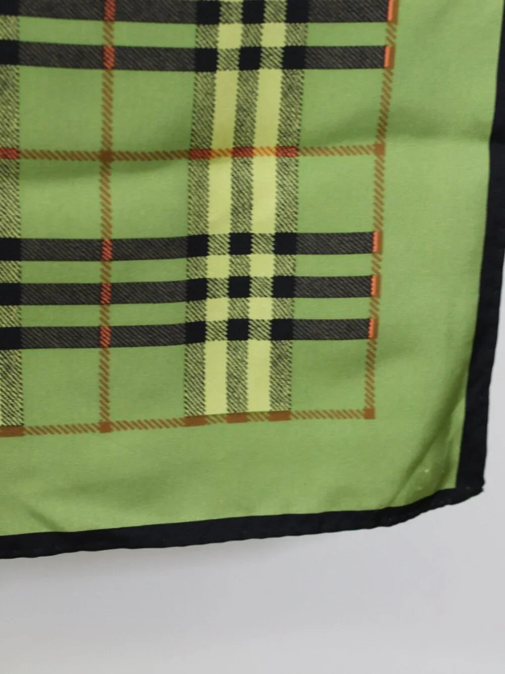 Green‎ Tartan Plaid Silk Scarf Square 34” Classic Preppy Equestrian